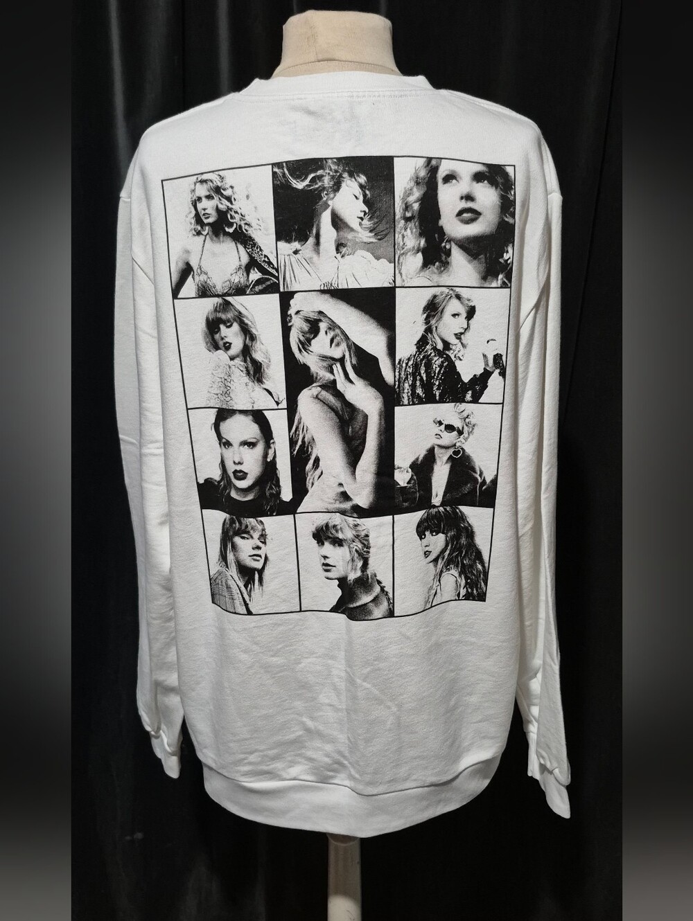 Taylor Swift White Graphic Collage Long-Sleeve Sweatshirt